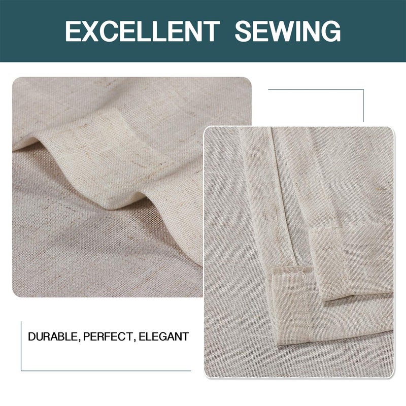 FantasDecor Natural Semi Sheer Linen Curtains 84 inch Length Light Filtering Curtain for Living Room Bedroom Curtains Rod Pocket Farmhouse Boho Curtain, W52 x L84, Angora - Image 5